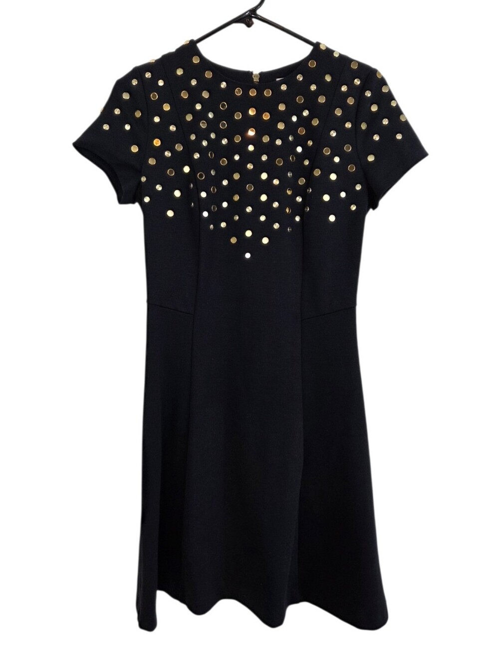 MICHAEL Michael Kors Dark Blue Gold Embellishment Short Sleeve Dress Size 2
